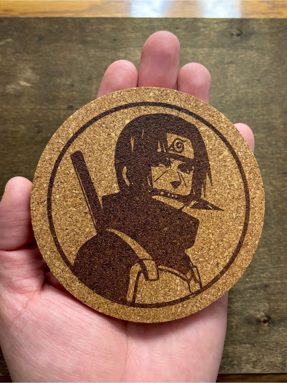 Naruto Itachi Uchiha Laser Engraved Cork Coaster